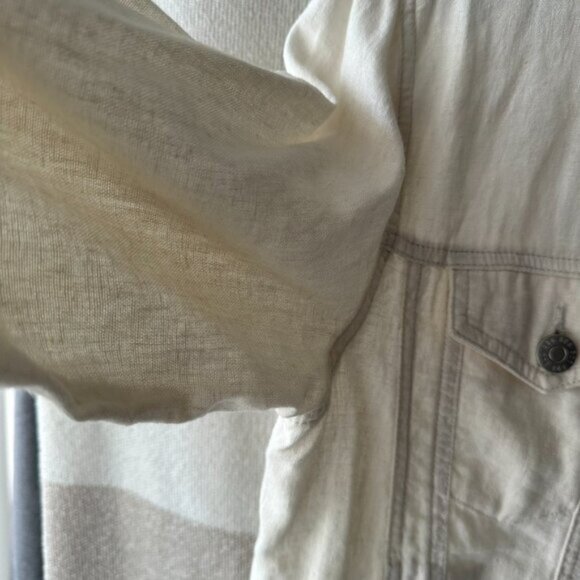 Urban Outfitters Linen Rayon Collared Classic Button-Down Jacket Off-White Large - Picture 5 of 14